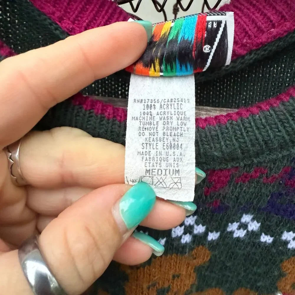 Vintage 90s Jet Set kids 3d bears buttons sweater size medium